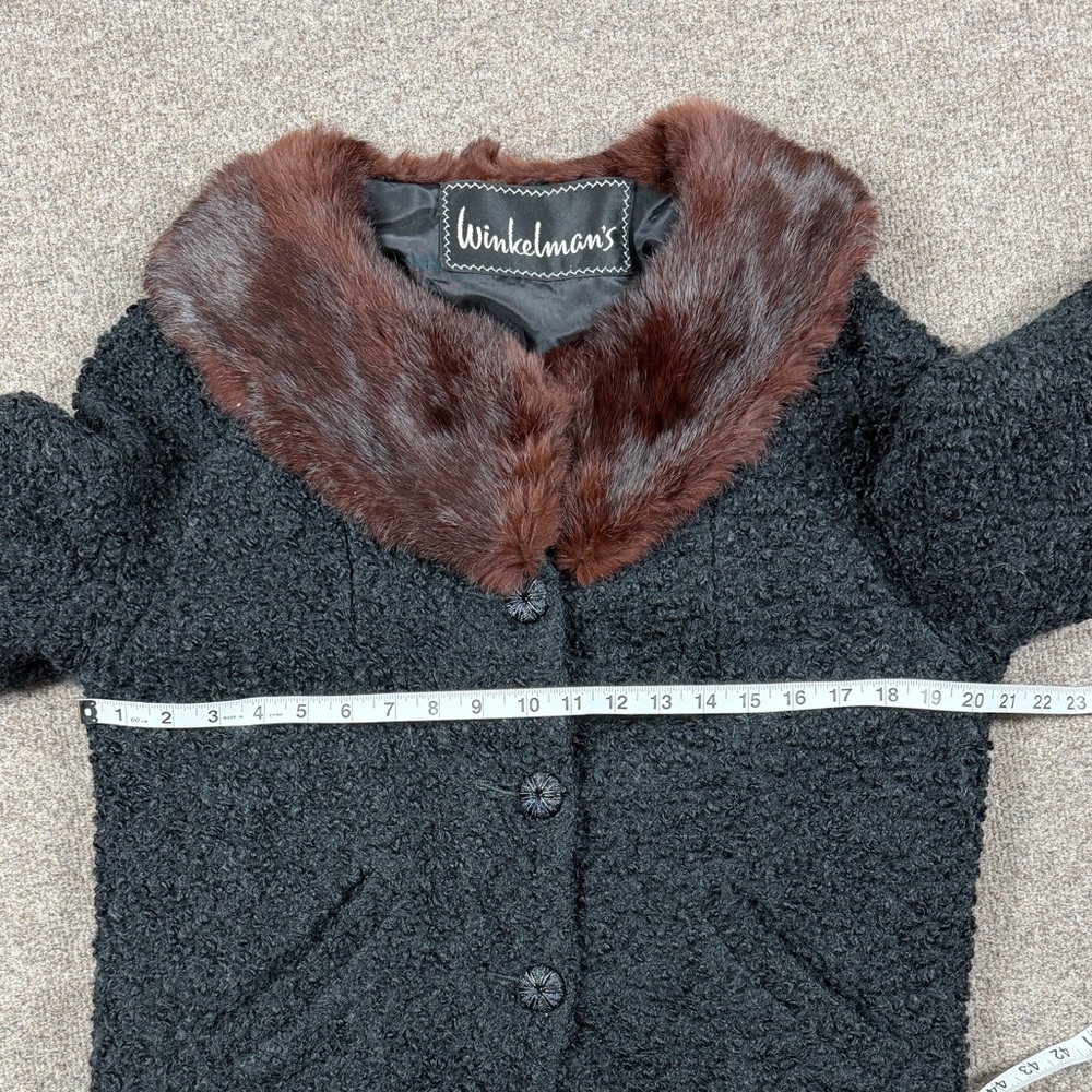 Vintage Black Persian Lamb Short Button Front Jacket Women’s M/L Mink Fur Collar - Picture 9 of 9